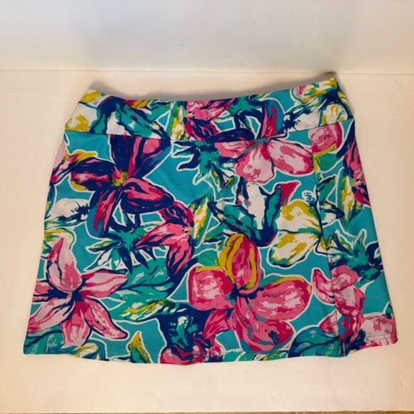 ARYEH SHORTS SKORT BLUE PINK WHITE YELLOW STRETCH FLORAL POCKET ZIPPER SIZE S - Picture 1 of 9
